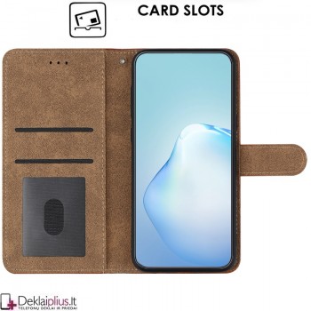 Dirbtinės odos atverčiamas dėklas su skyreliais - juodas (Huawei Honor 200 Smart)